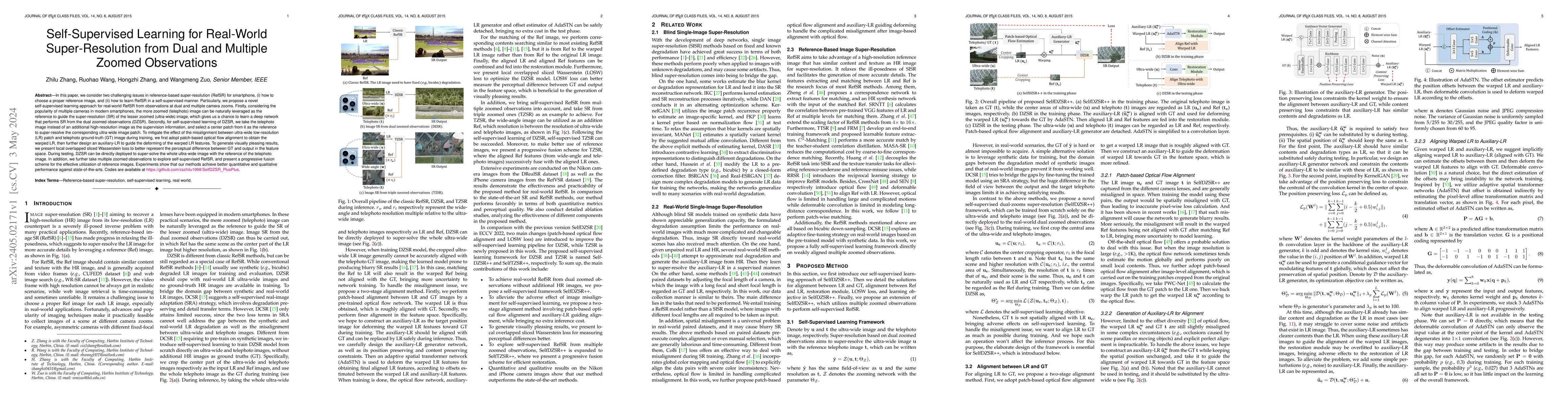 Thumbnail for Self-Supervised Learning for Real-World Super-Resolution from Dual and
  Multiple Zoomed Observations