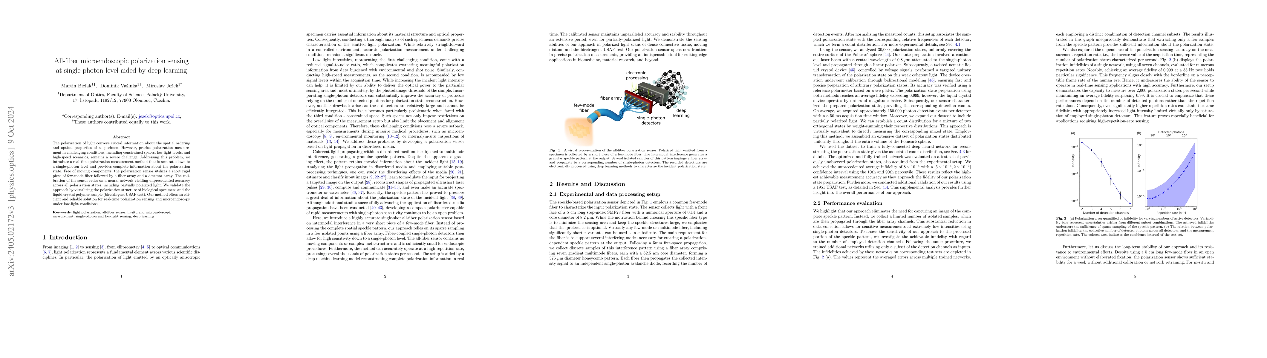 Thumbnail for All-fiber microendoscopic polarization sensing at single-photon level
  aided by deep-learning