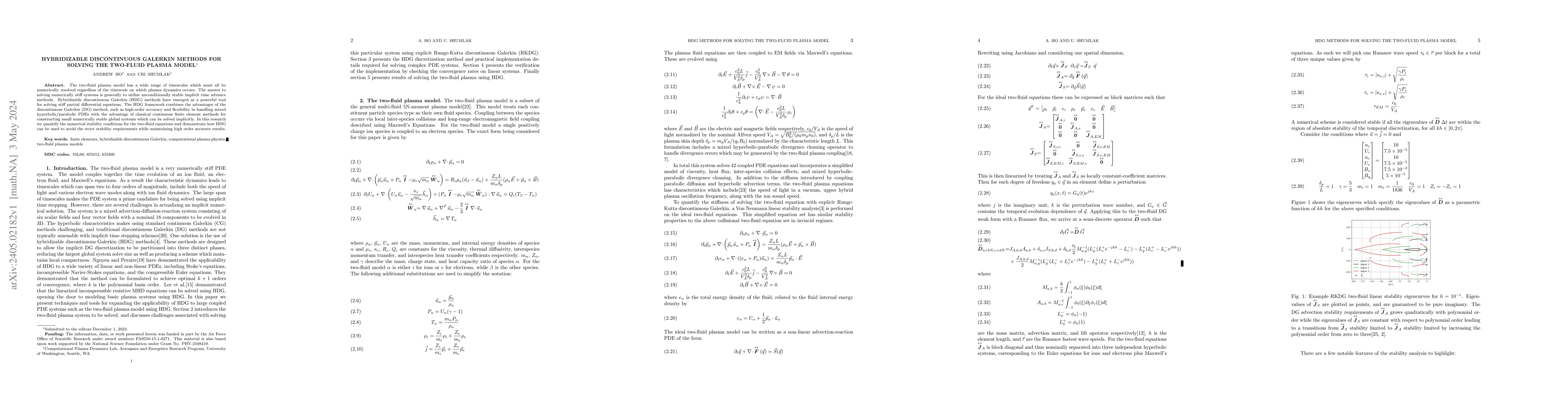 Thumbnail for Hybridizable discontinuous Galerkin methods for solving the two-fluid
  plasma model