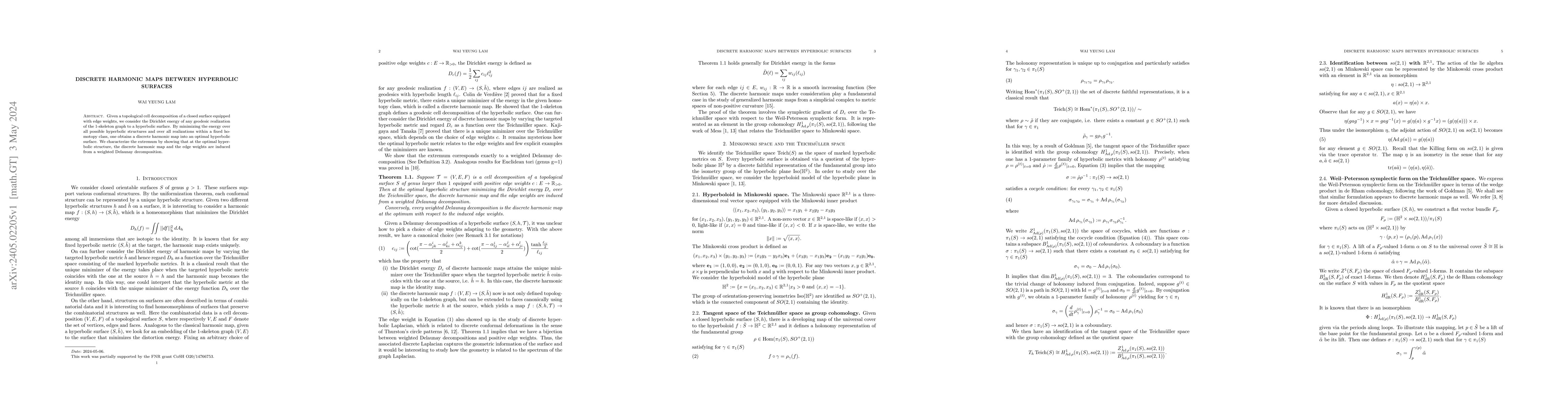 Thumbnail for Discrete harmonic maps between hyperbolic surfaces