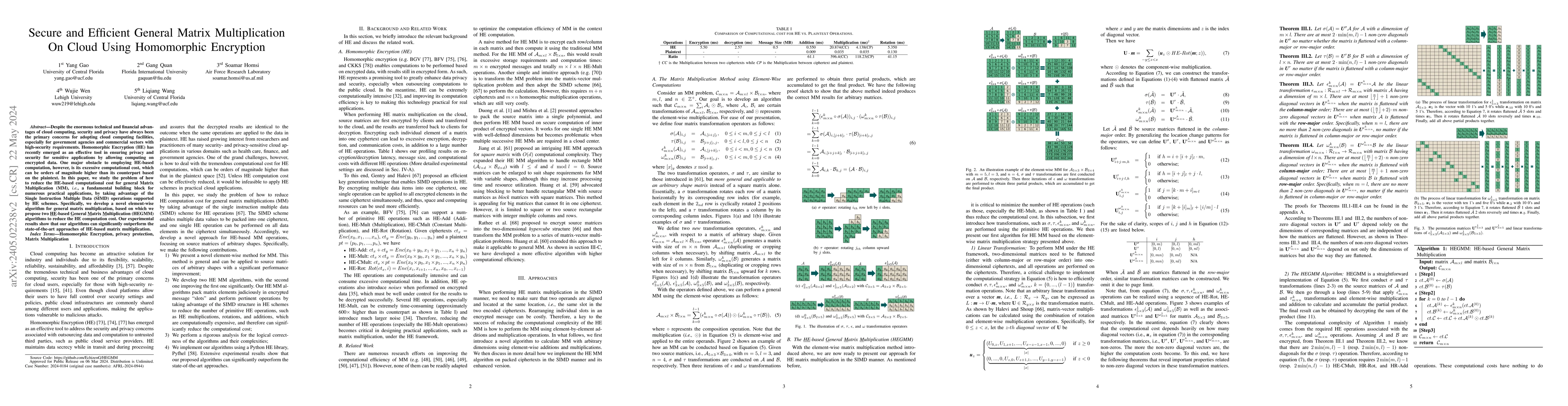 Thumbnail for Secure and Efficient General Matrix Multiplication On Cloud Using
  Homomorphic Encryption