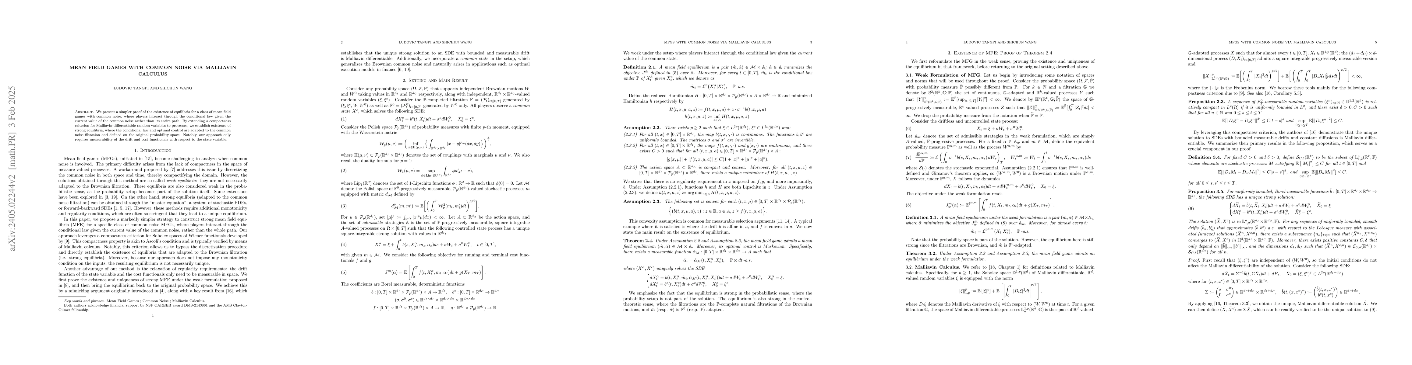 Thumbnail for Mean field games with common noise via Malliavin calculus