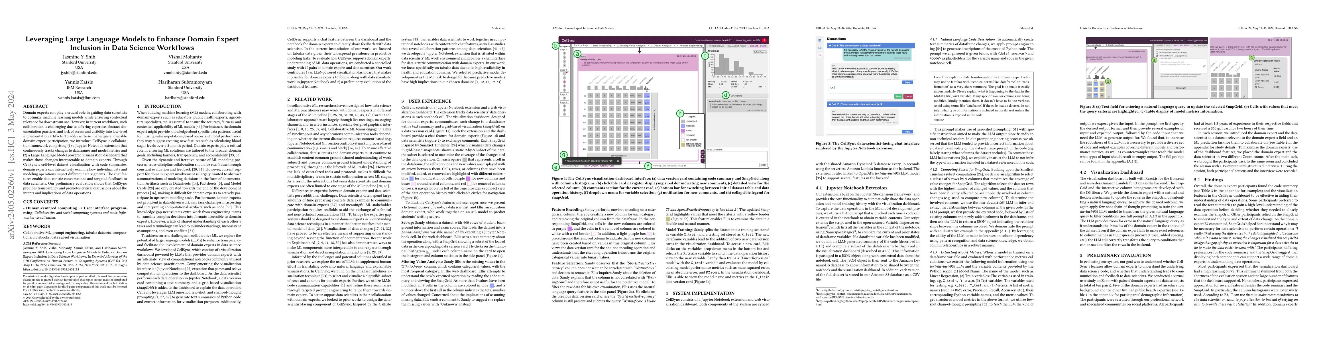 Thumbnail for Leveraging Large Language Models to Enhance Domain Expert Inclusion in
  Data Science Workflows