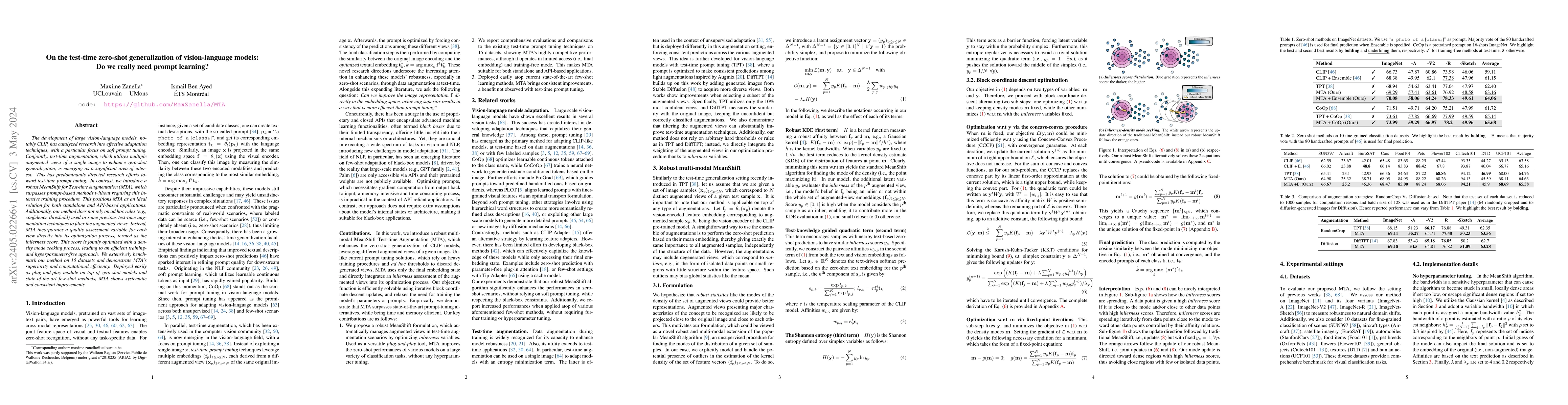 Thumbnail for On the test-time zero-shot generalization of vision-language models: Do
  we really need prompt learning?