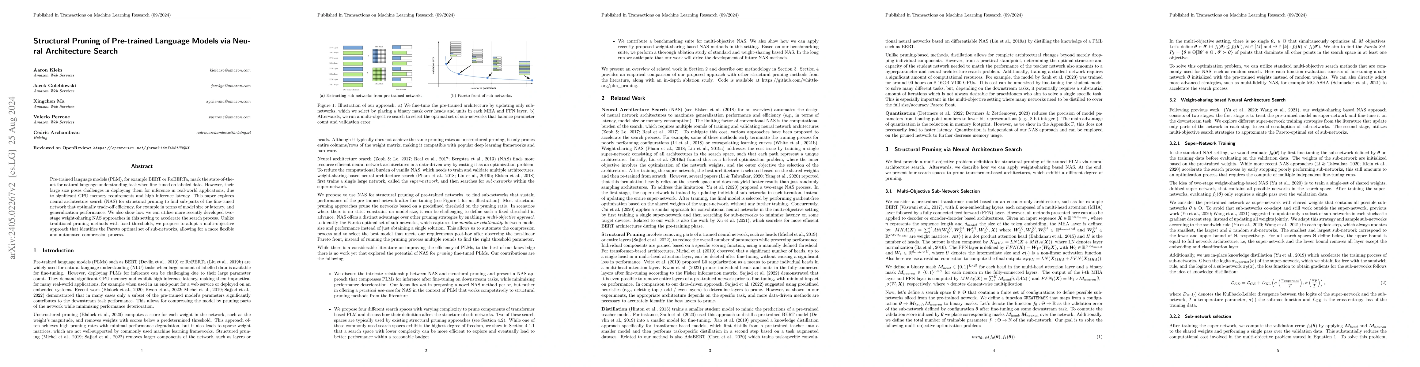 Thumbnail for Structural Pruning of Pre-trained Language Models via Neural
  Architecture Search