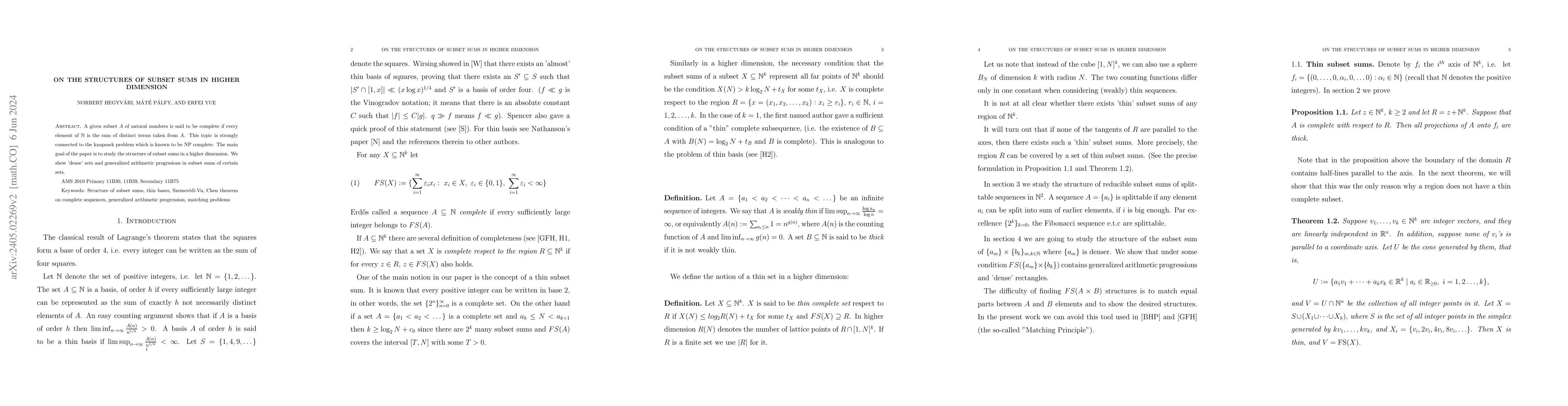 Thumbnail for On the structures of subset sums in higher dimension
