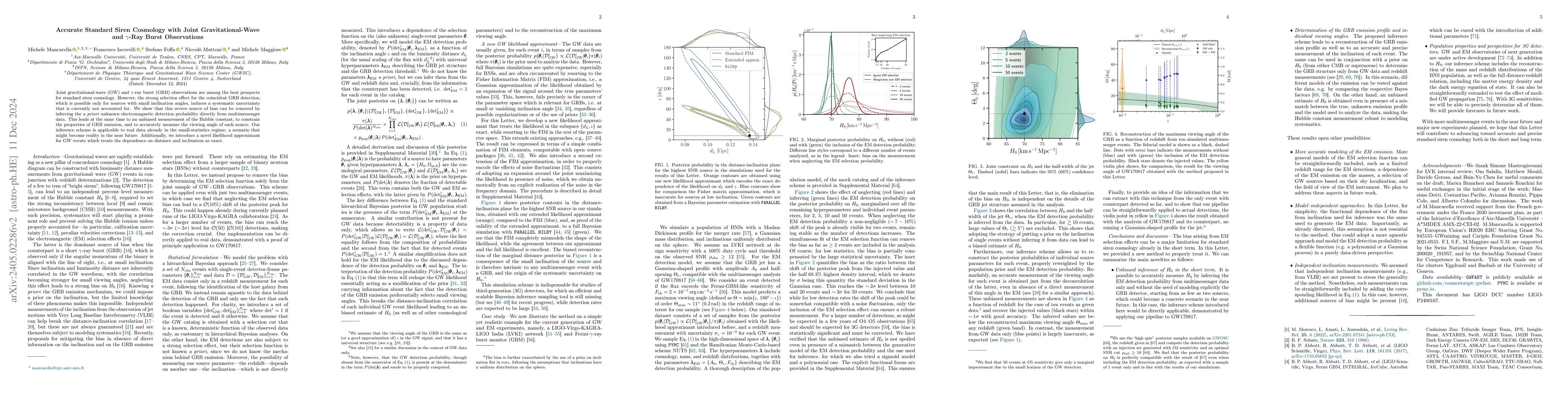 Thumbnail for Accurate standard siren cosmology with joint gravitational-wave and
  $\gamma$-ray burst observations