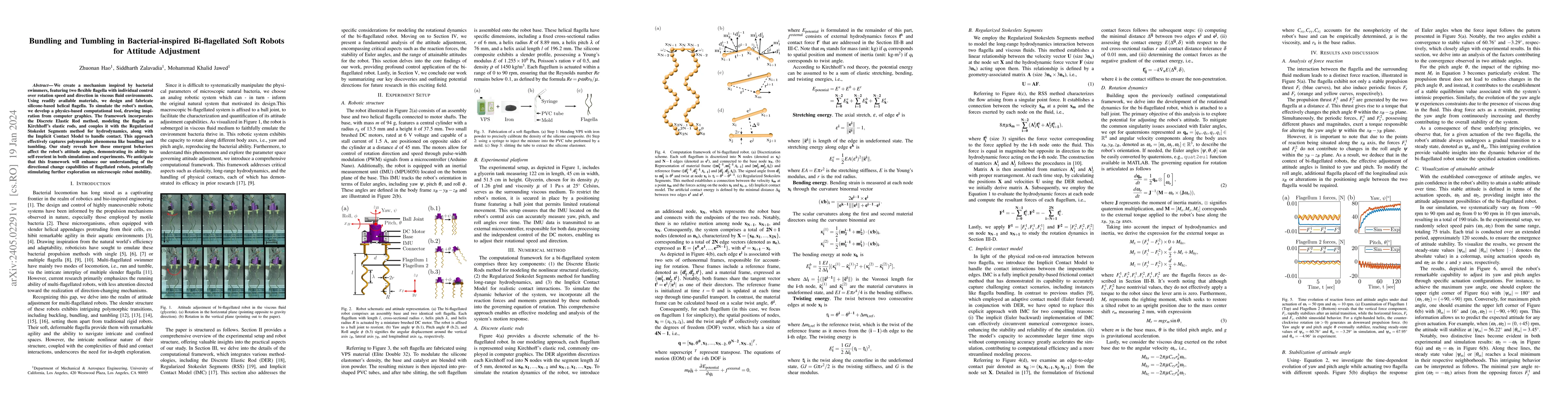 Thumbnail for Bundling and Tumbling in Bacterial-inspired Bi-flagellated Soft Robots
  for Attitude Adjustment