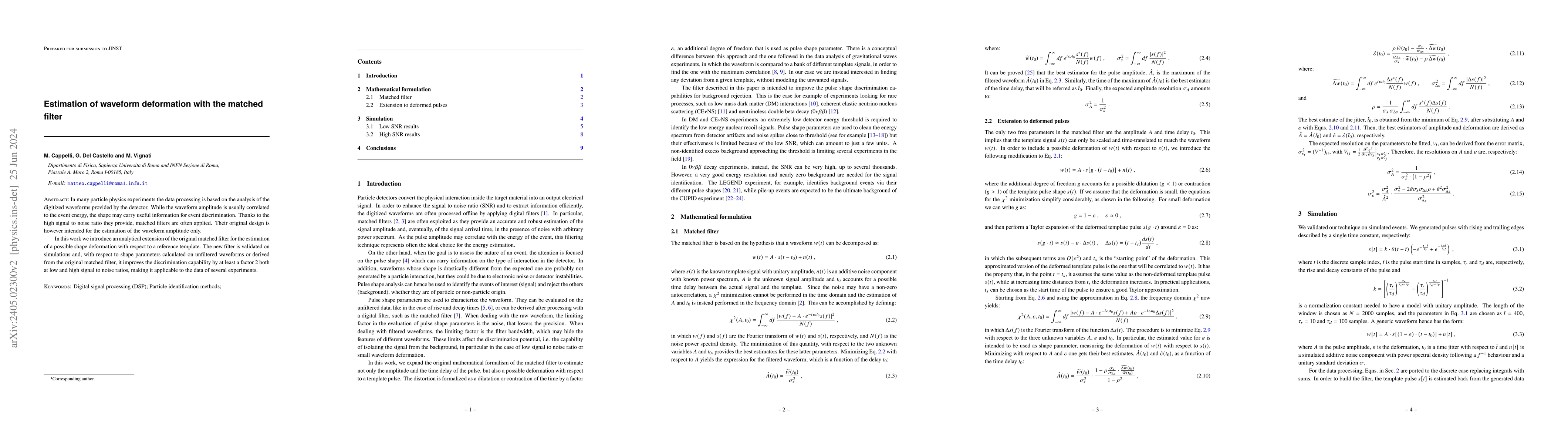 Thumbnail for Estimation of waveform deformation with the matched filter