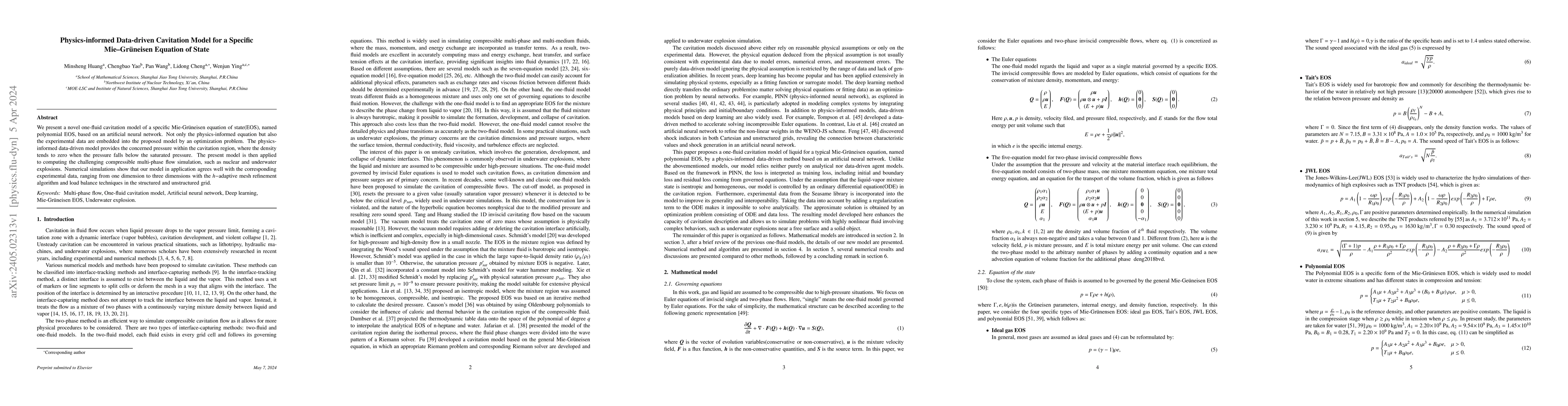 Thumbnail for Physics-informed Data-driven Cavitation Model for a Specific MG EOS