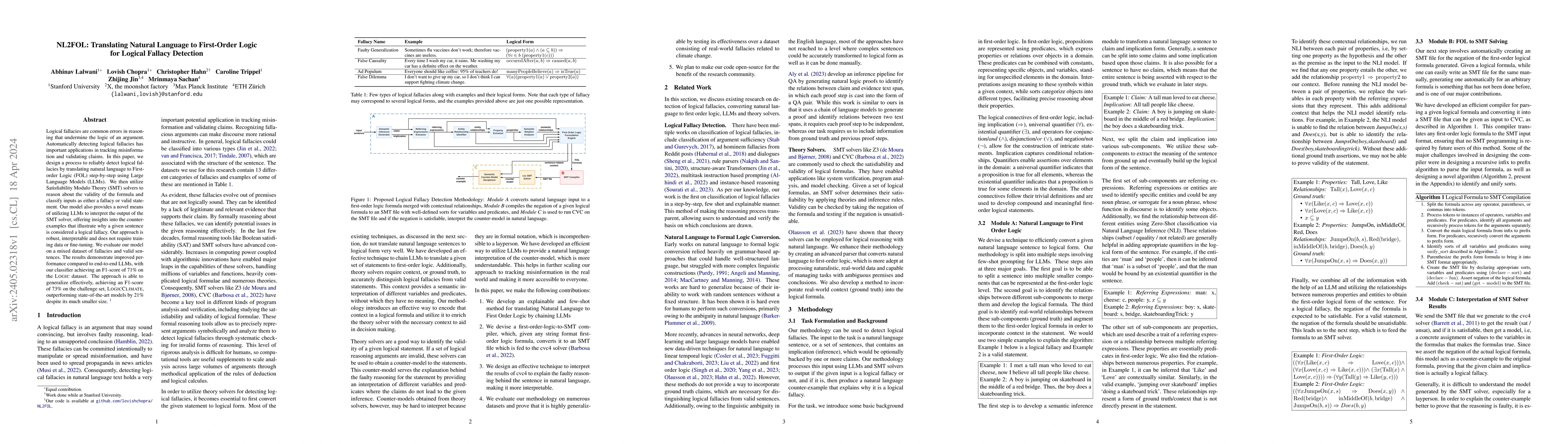 Thumbnail for NL2FOL: Translating Natural Language to First-Order Logic for Logical
  Fallacy Detection