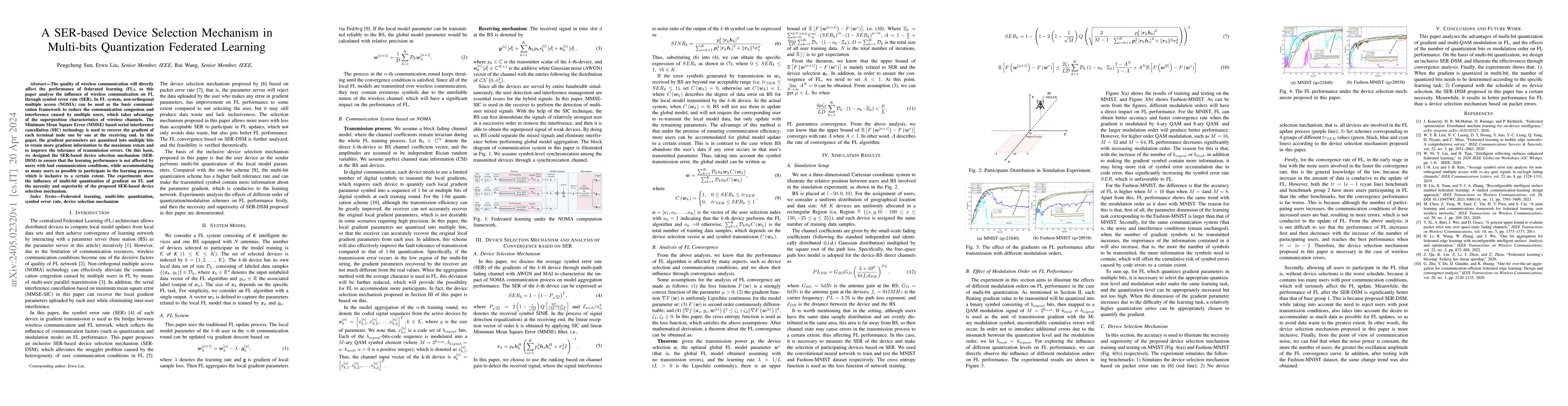 Thumbnail for A SER-based Device Selection Mechanism in Multi-bits Quantization
  Federated Learning