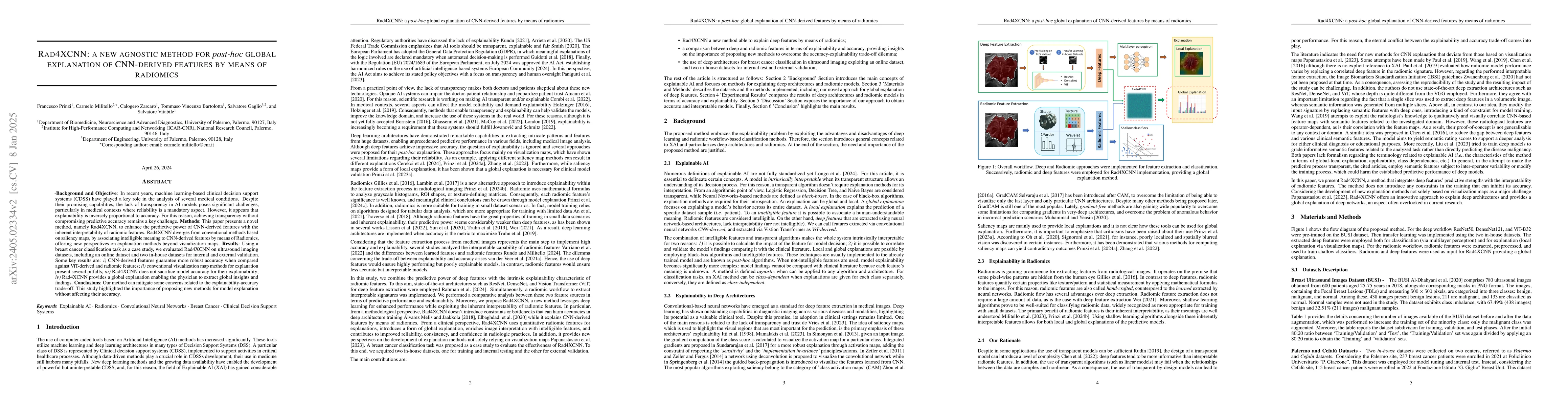 Thumbnail for Rad4XCNN: a new agnostic method for post-hoc global explanation of
  CNN-derived features by means of radiomics