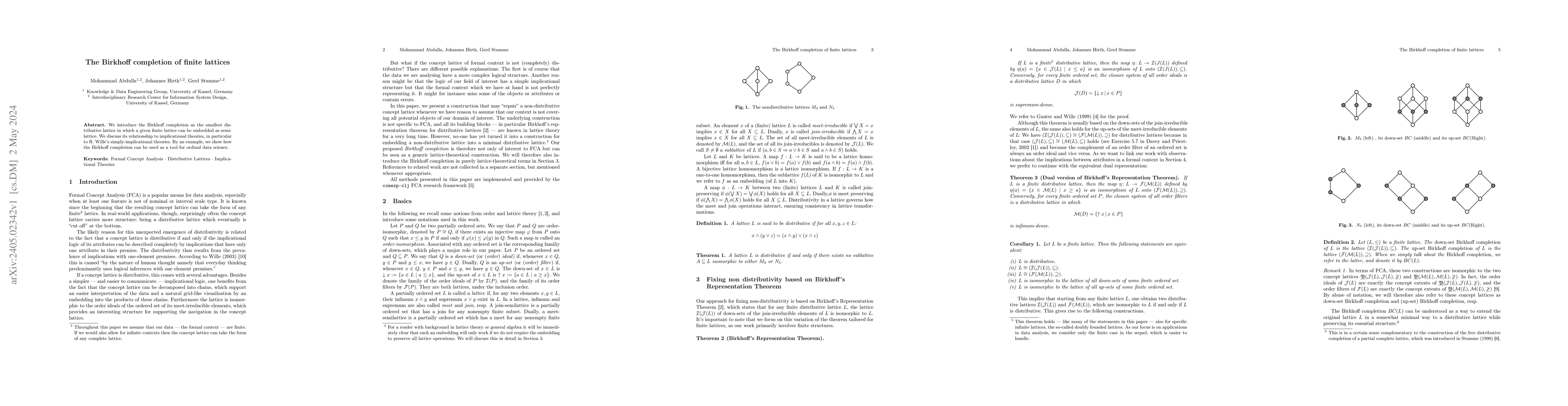 Thumbnail for The Birkhoff completion of finite lattices