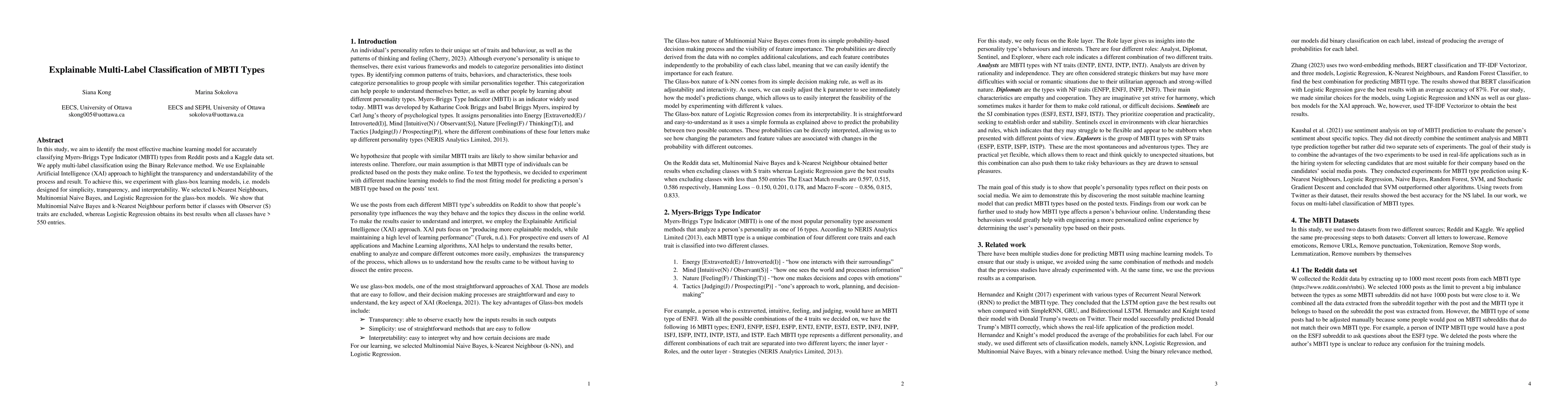 Thumbnail for Explainable Multi-Label Classification of MBTI Types