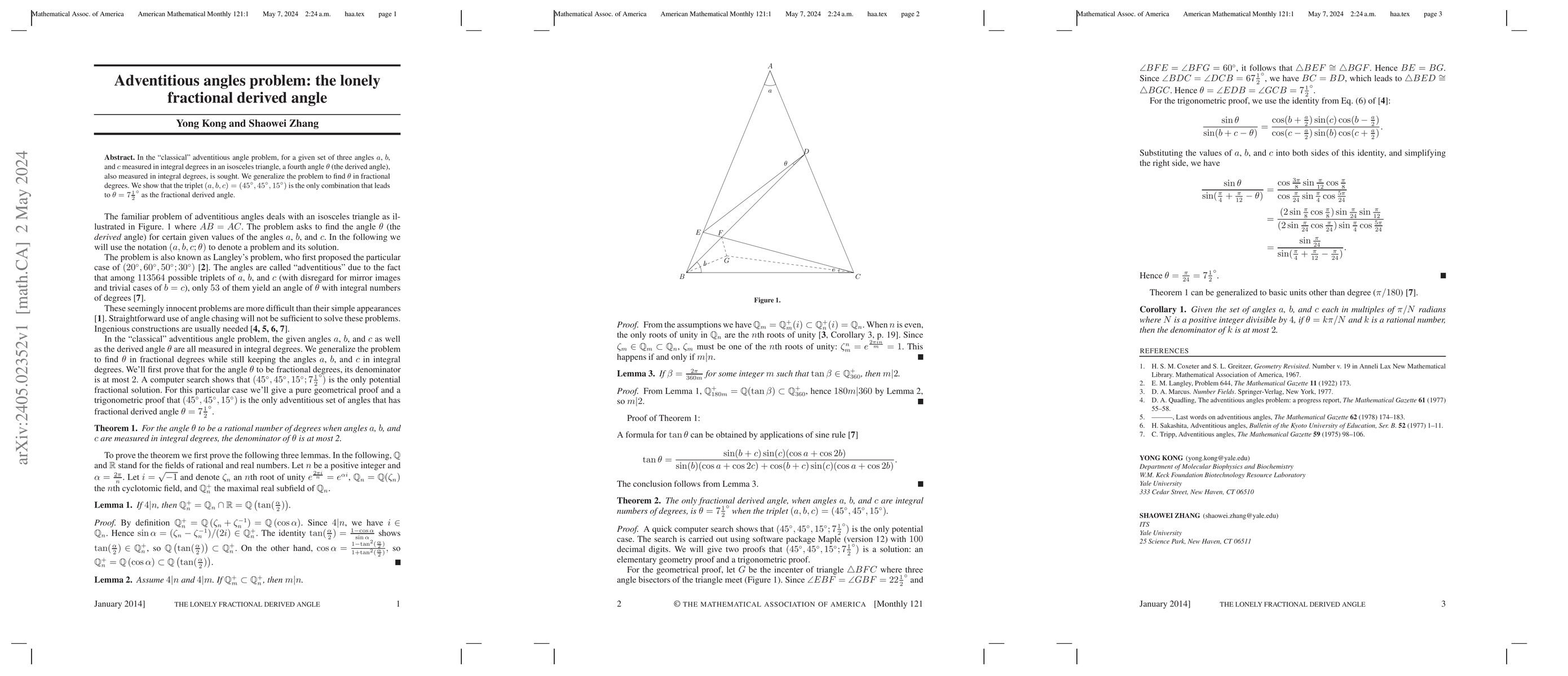Thumbnail for Adventitious angles problem: the lonely fractional derived angle