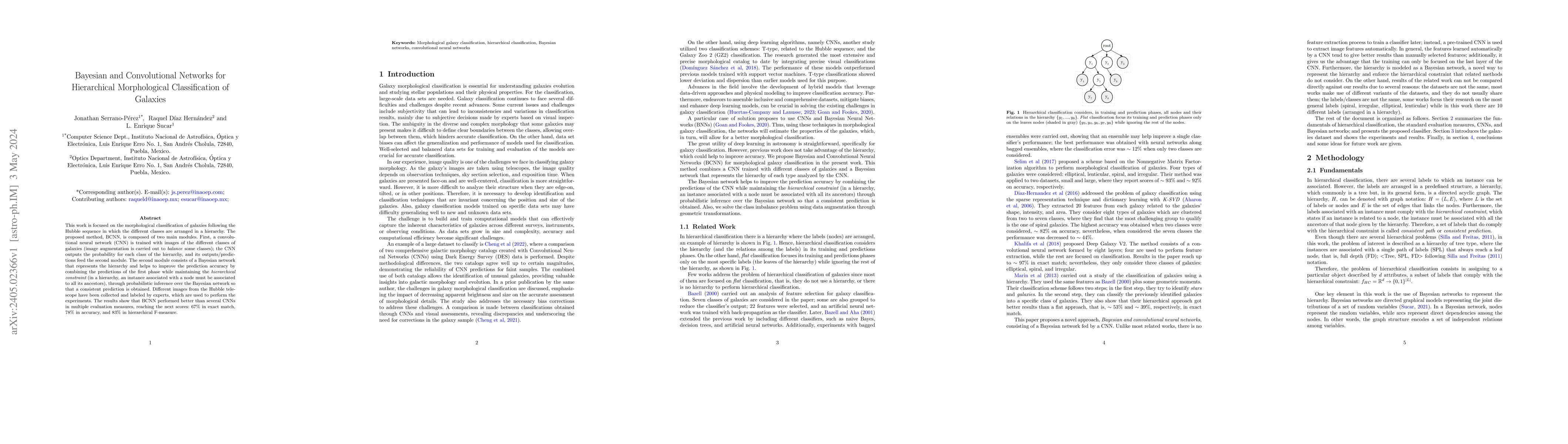 Thumbnail for Bayesian and Convolutional Networks for Hierarchical Morphological
  Classification of Galaxies