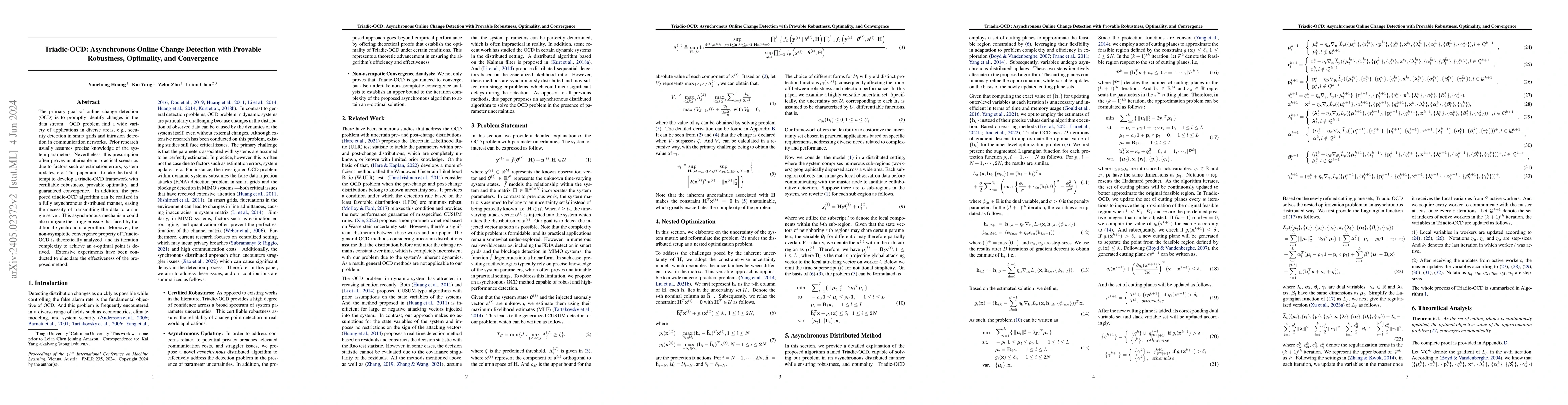 Thumbnail for Triadic-OCD: Asynchronous Online Change Detection with Provable
  Robustness, Optimality, and Convergence