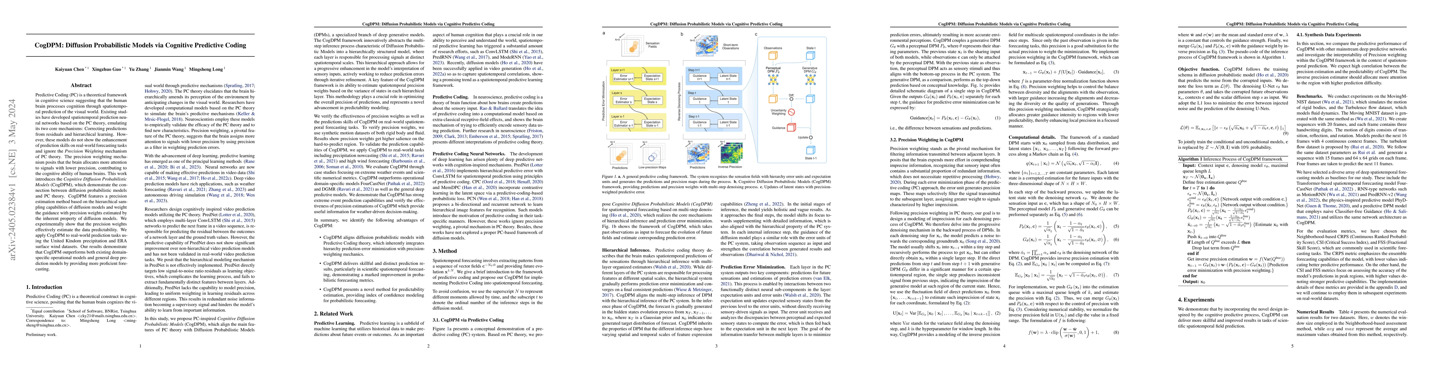 Thumbnail for CogDPM: Diffusion Probabilistic Models via Cognitive Predictive Coding