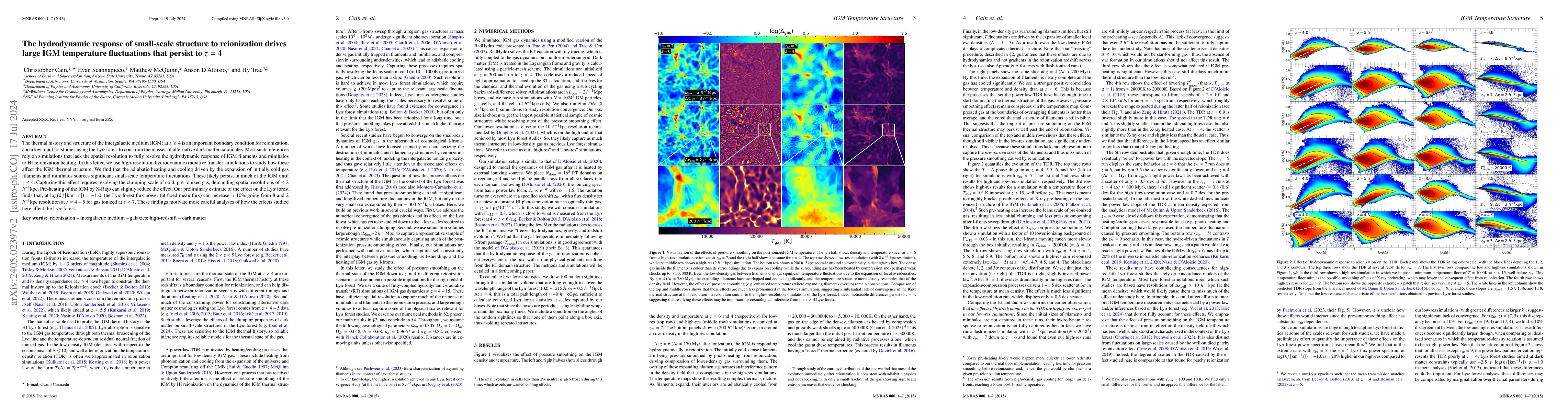 Thumbnail for The hydrodynamic response of small-scale structure to reionization
  drives large IGM temperature fluctuations that persist to z = 4