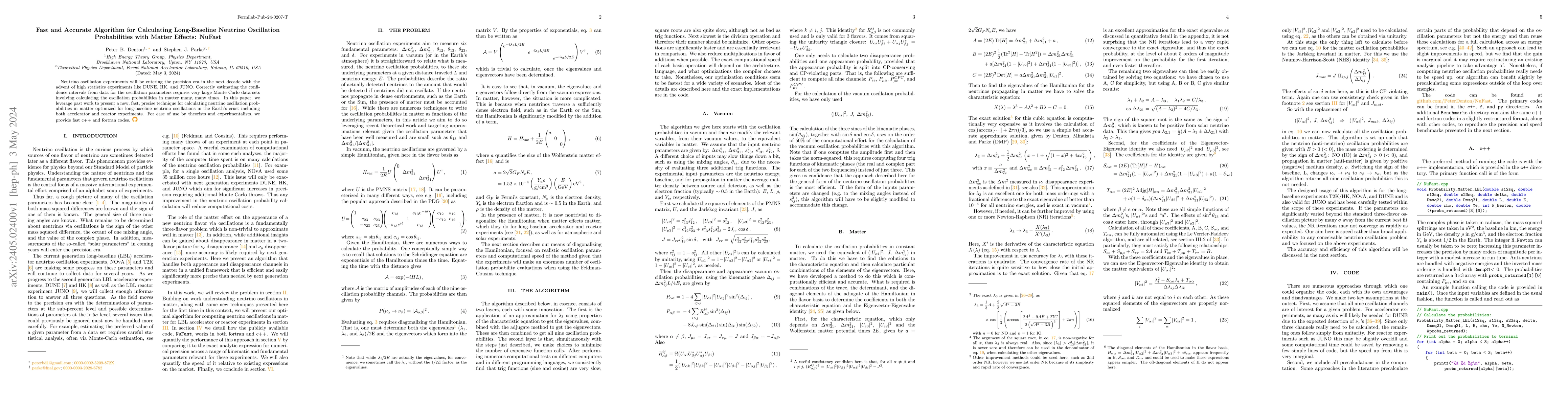 Thumbnail for Fast and Accurate Algorithm for Calculating Long-Baseline Neutrino
  Oscillation Probabilities with Matter Effects: NuFast