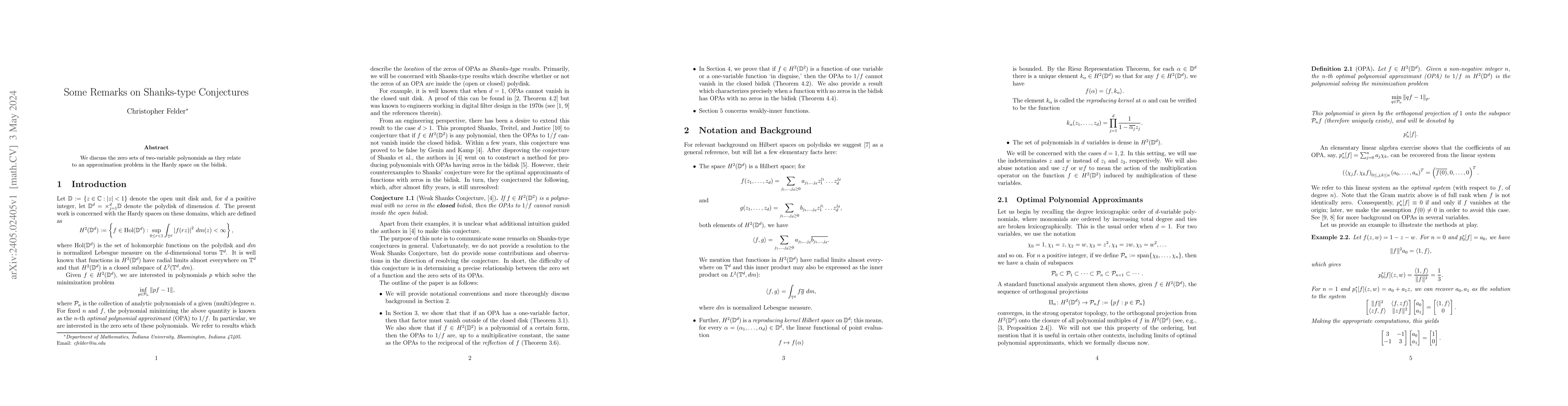 Thumbnail for Some Remarks on Shanks-type Conjectures