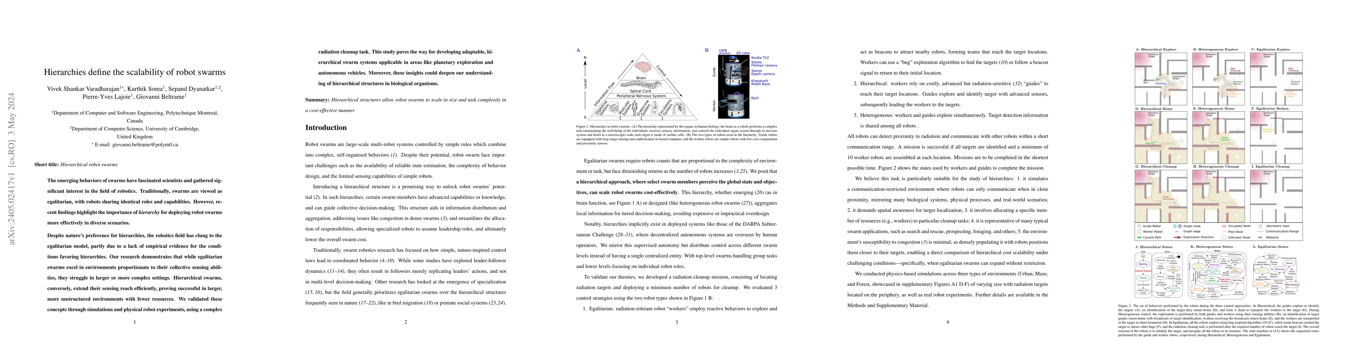 Thumbnail for Hierarchies define the scalability of robot swarms