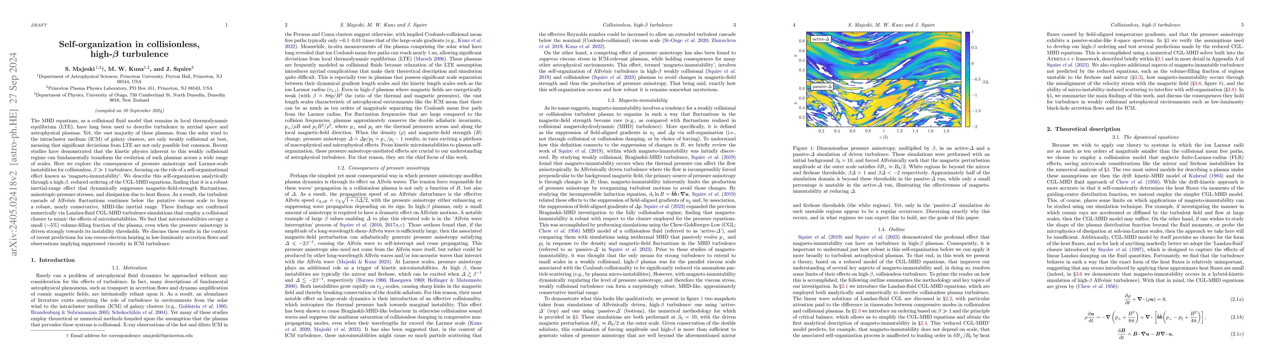 Thumbnail for Self-organization in collisionless, high-$\beta$ turbulence