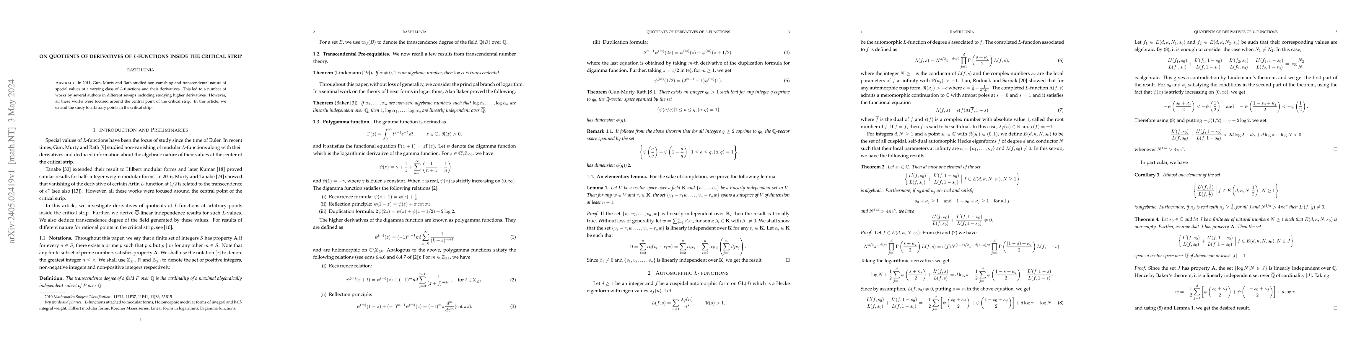 Thumbnail for On quotients of derivatives of $L$-functions inside the critical strip