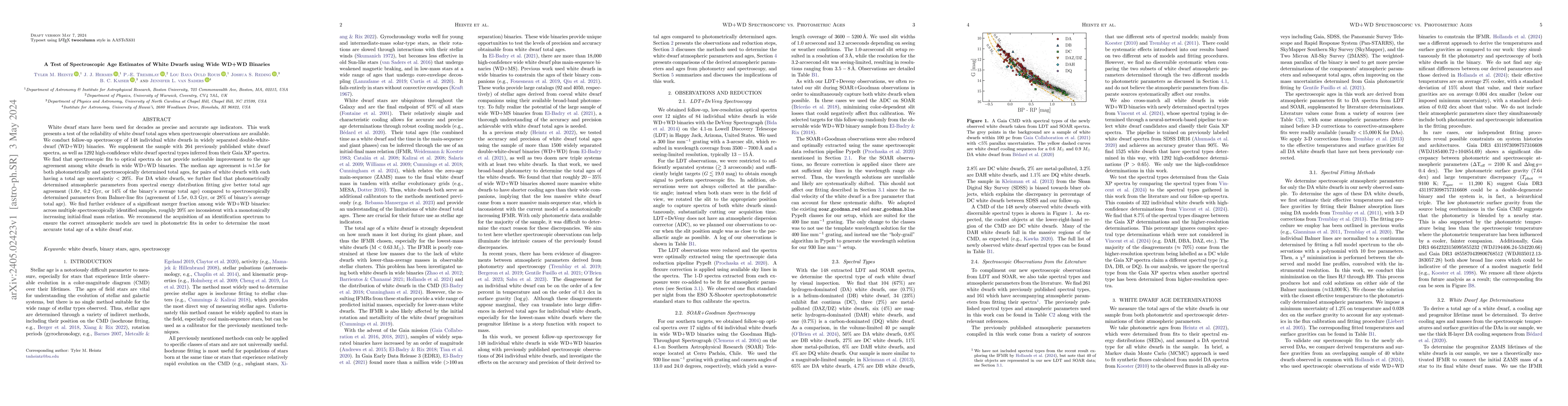 Thumbnail for A Test of Spectroscopic Age Estimates of White Dwarfs using Wide WD+WD
  Binaries