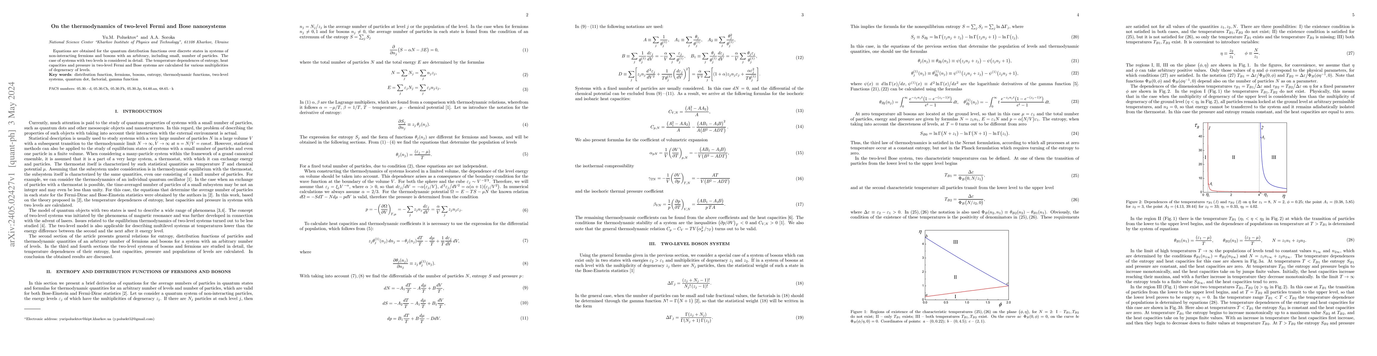 Thumbnail for On the thermodynamics of two-level Fermi and Bose nanosystems