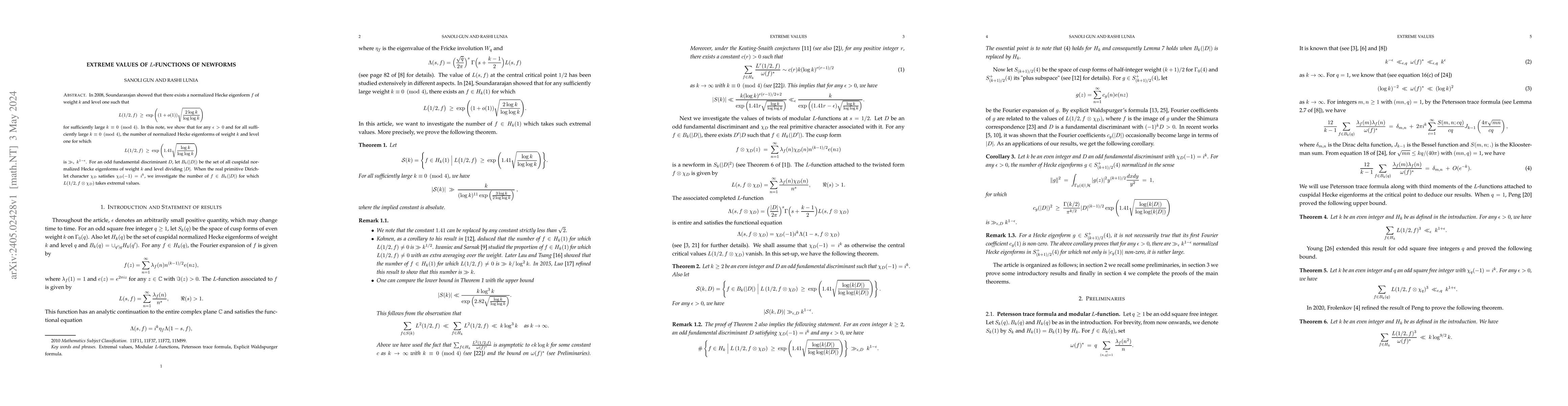 Thumbnail for Extreme values of $L$-functions of newforms