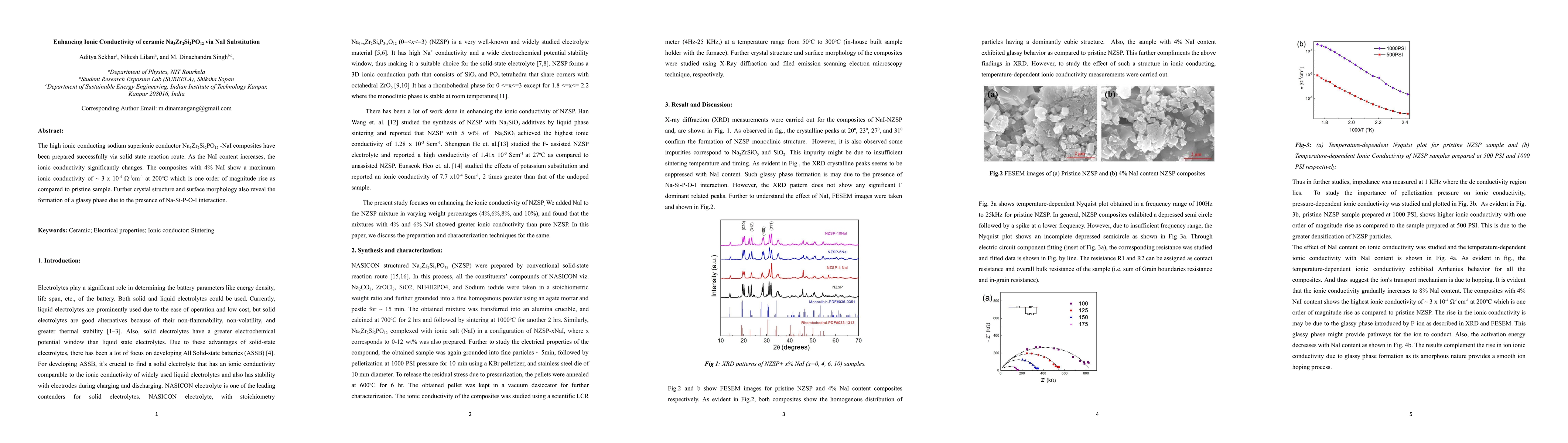 Thumbnail for Enhancing Ionic Conductivity of ceramic Na3Zr2Si2PO12 via NaI
  Substitution