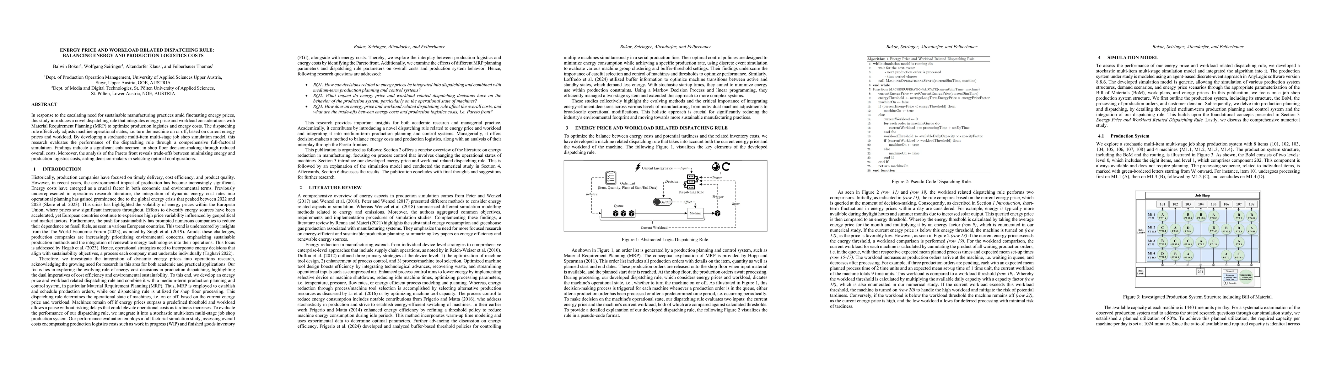 Thumbnail for Energy Price and Workload Related Dispatching Rule: Balancing Energy and
  Production Logistics Costs