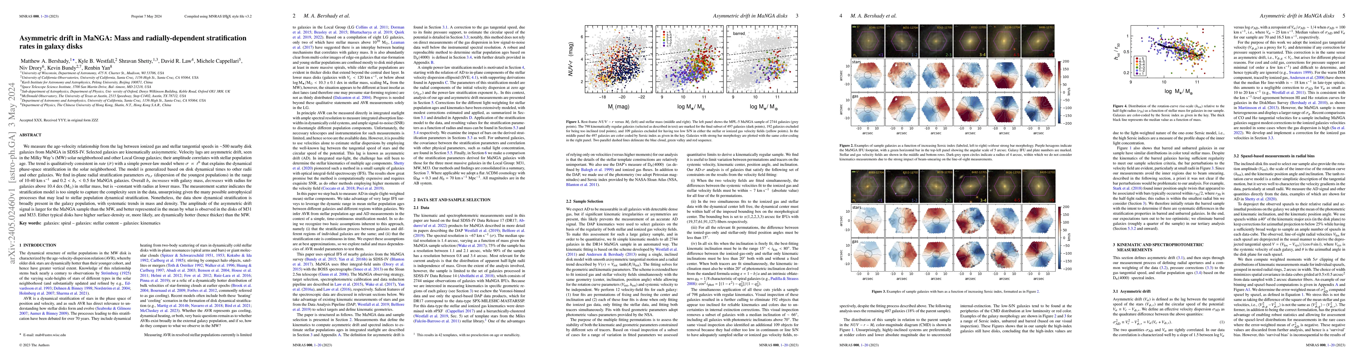 Thumbnail for Asymmetric drift in MaNGA: Mass and radially-dependent stratification
  rates in galaxy disks