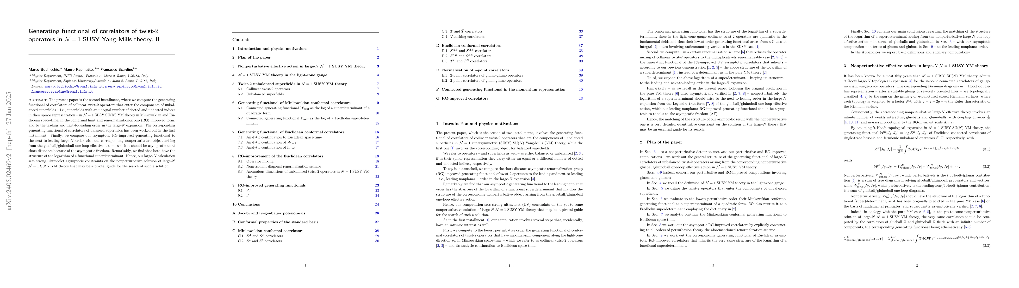 Thumbnail for Generating functional of correlators of twist-$2$ operators in
  $\mathcal{N} = 1$ SUSY Yang-Mills theory, II