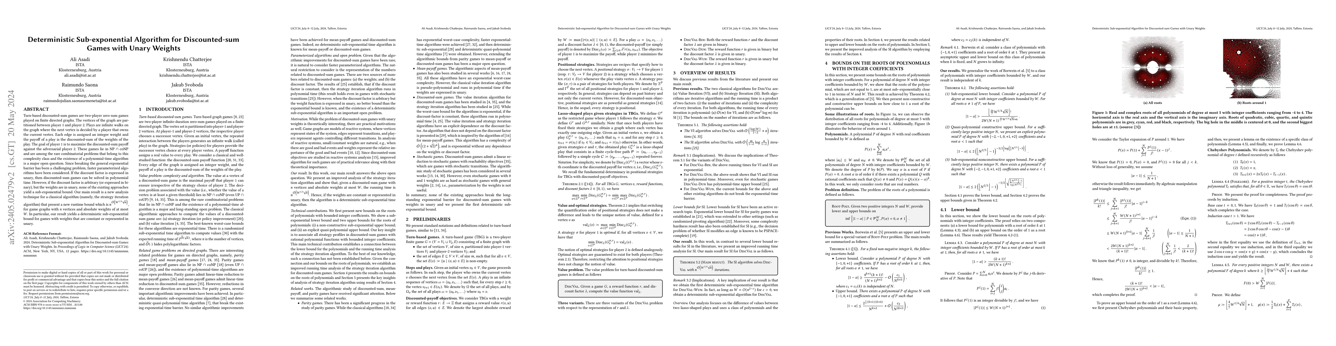 Thumbnail for Deterministic Sub-exponential Algorithm for Discounted-sum Games with
  Unary Weights