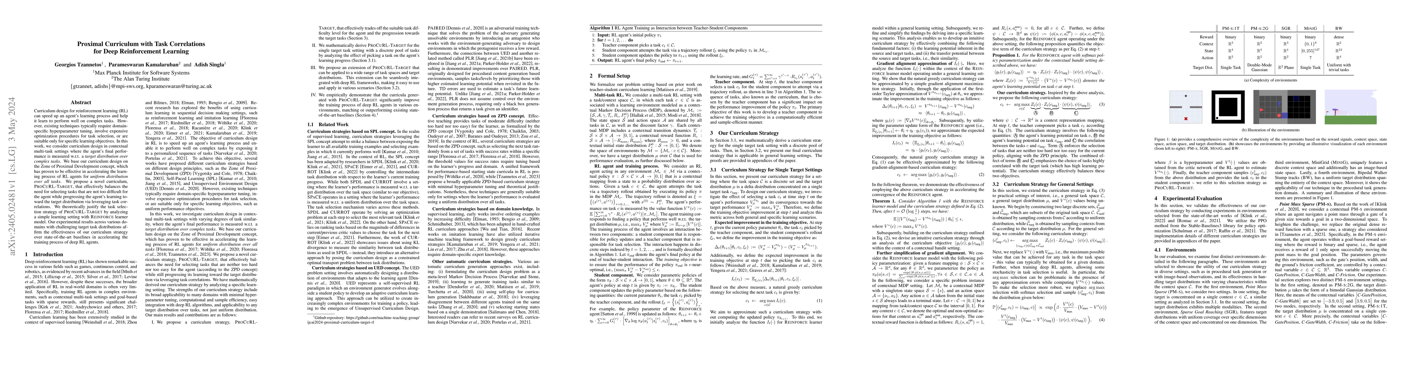 Thumbnail for Proximal Curriculum with Task Correlations for Deep Reinforcement
  Learning