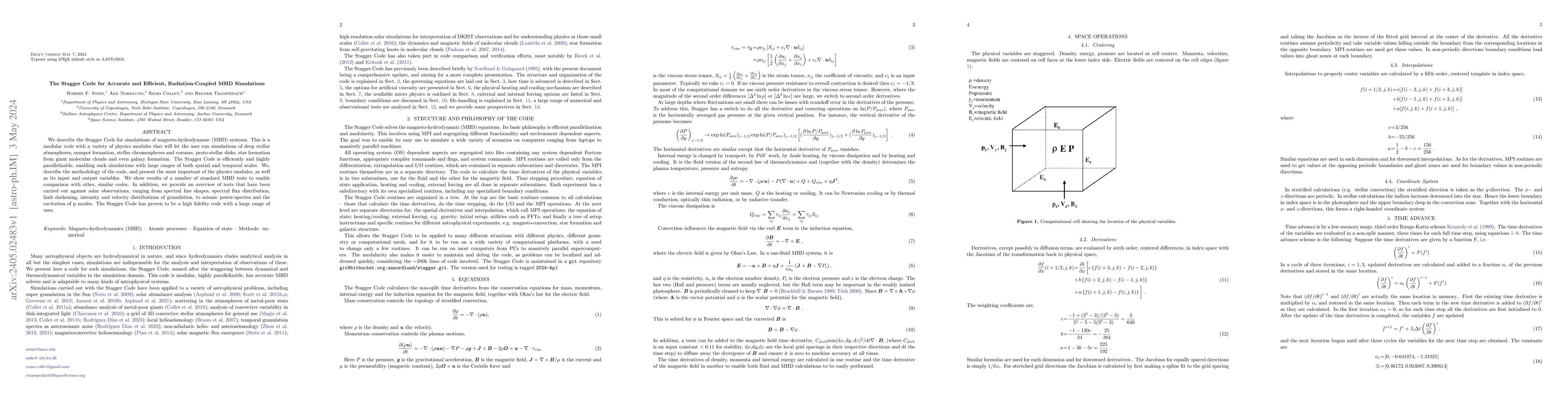 Thumbnail for The Stagger Code for Accurate and Efficient, Radiation-Coupled MHD
  Simulations