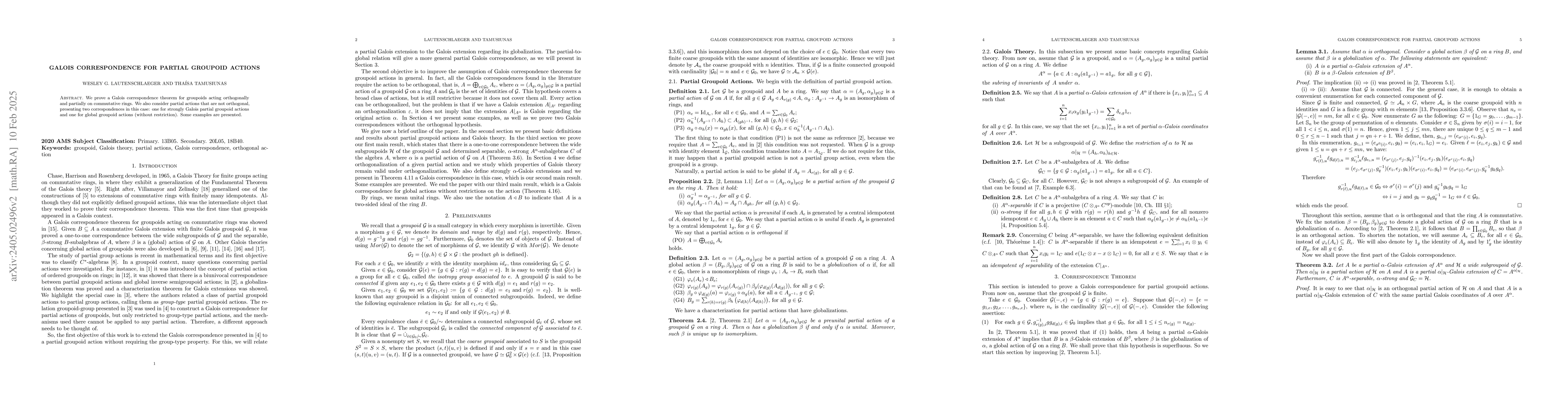 Thumbnail for Galois Correspondence for Partial Groupoid Actions