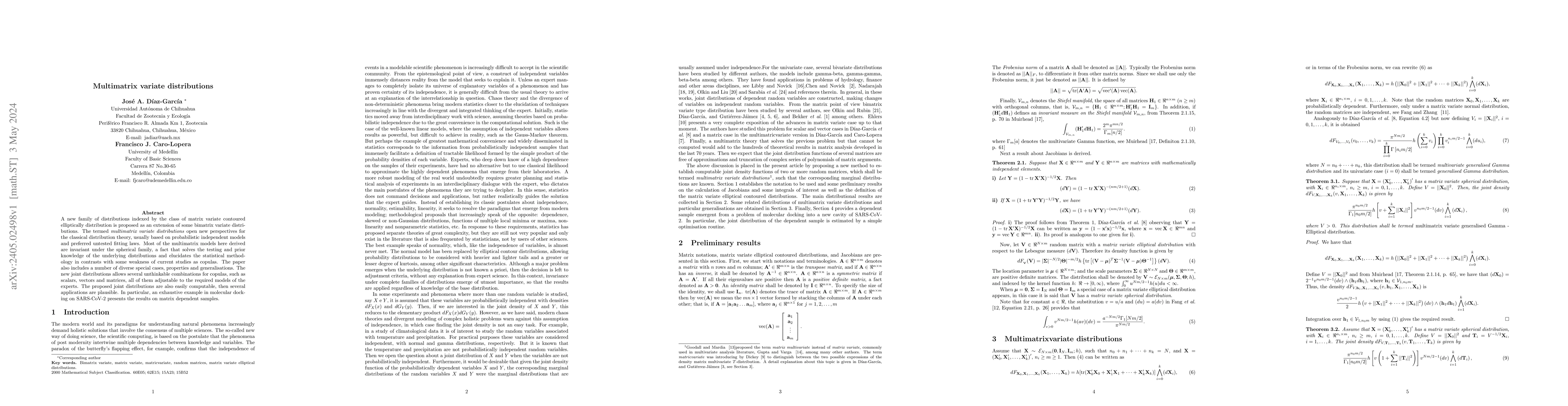 Thumbnail for Multimatrix variate distributions
