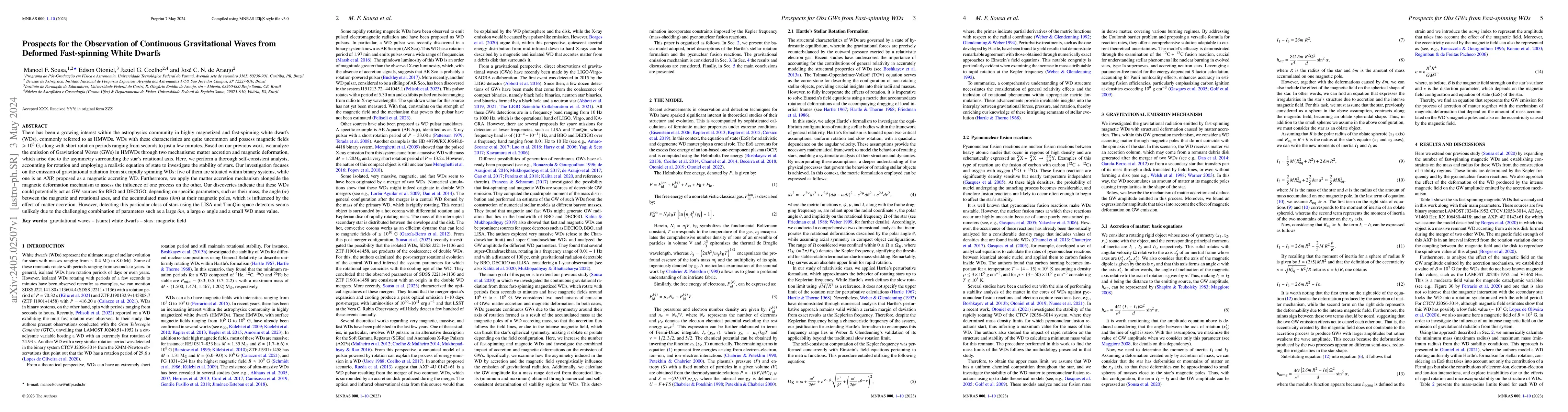 Thumbnail for Prospects for the Observation of Continuous Gravitational Waves from
  Deformed Fast-spinning White Dwarfs