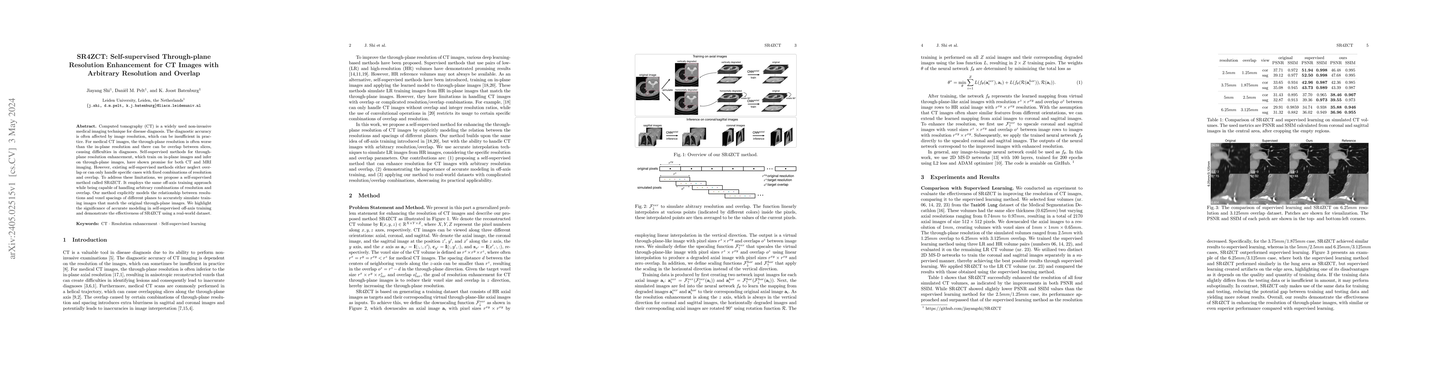 Thumbnail for SR4ZCT: Self-supervised Through-plane Resolution Enhancement for CT
  Images with Arbitrary Resolution and Overlap