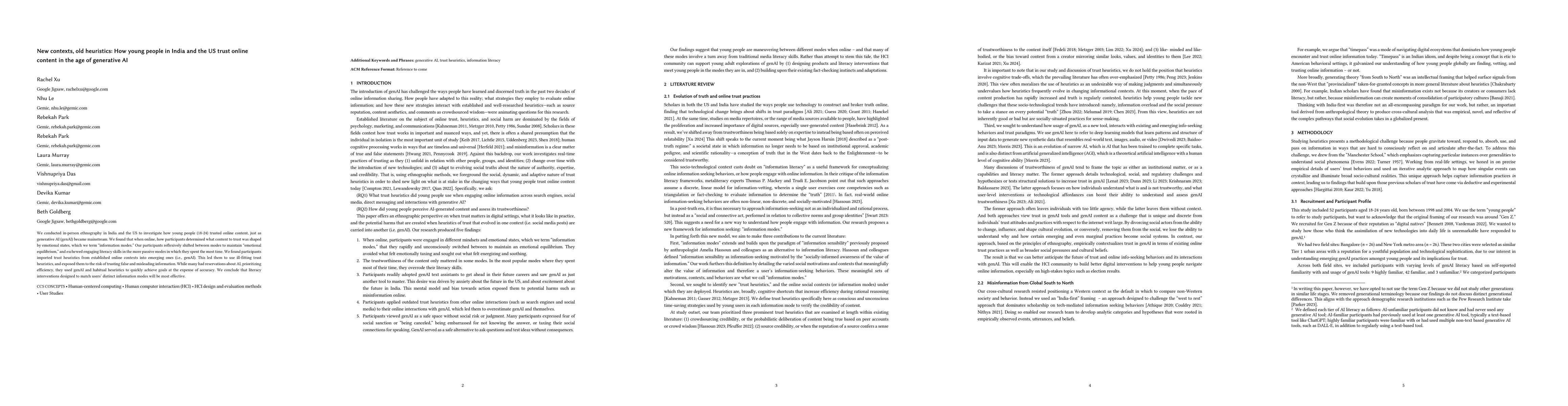 Thumbnail for New contexts, old heuristics: How young people in India and the US trust
  online content in the age of generative AI