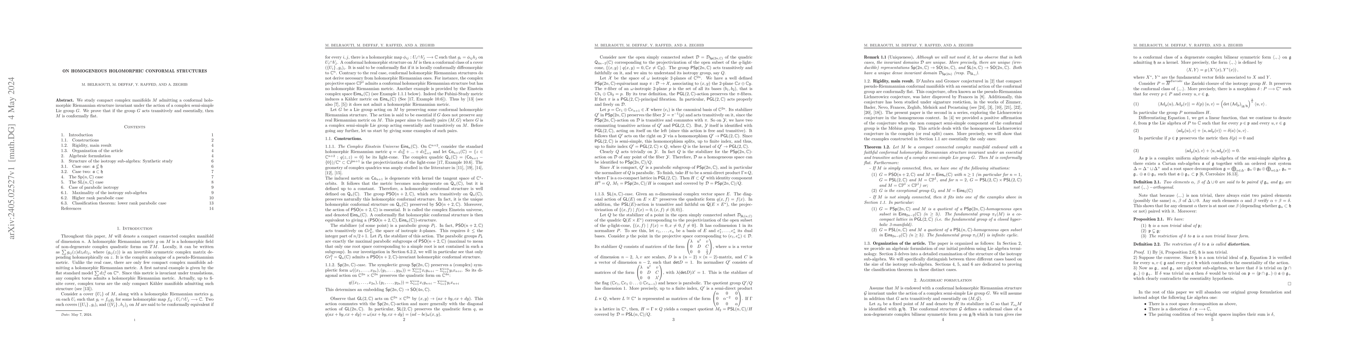 Thumbnail for On homogeneous holomorphic conformal structures