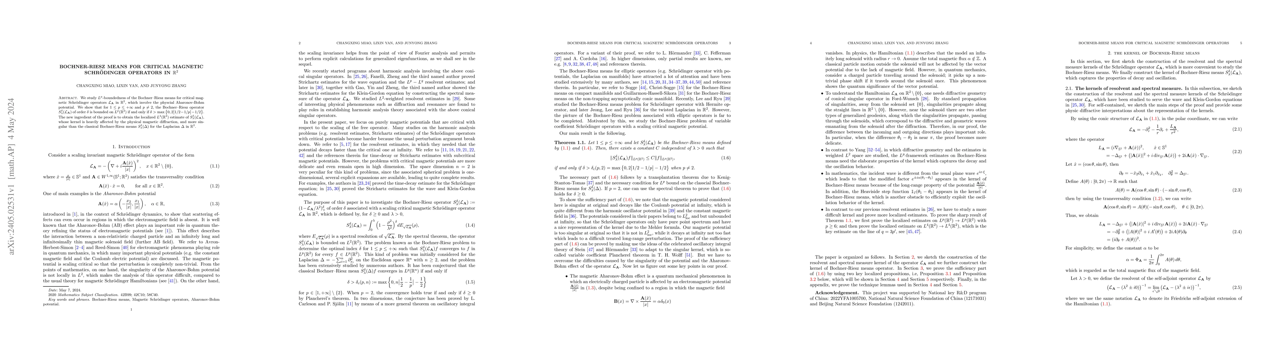 Thumbnail for Bochner-Riesz means for critical magnetic Schr\"odinger operators in
  ${\mathbb R^2}$