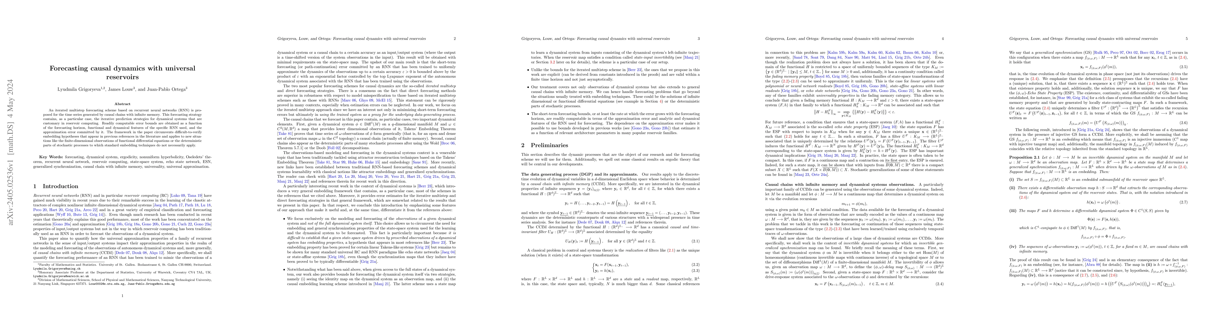 Thumbnail for Forecasting causal dynamics with universal reservoirs