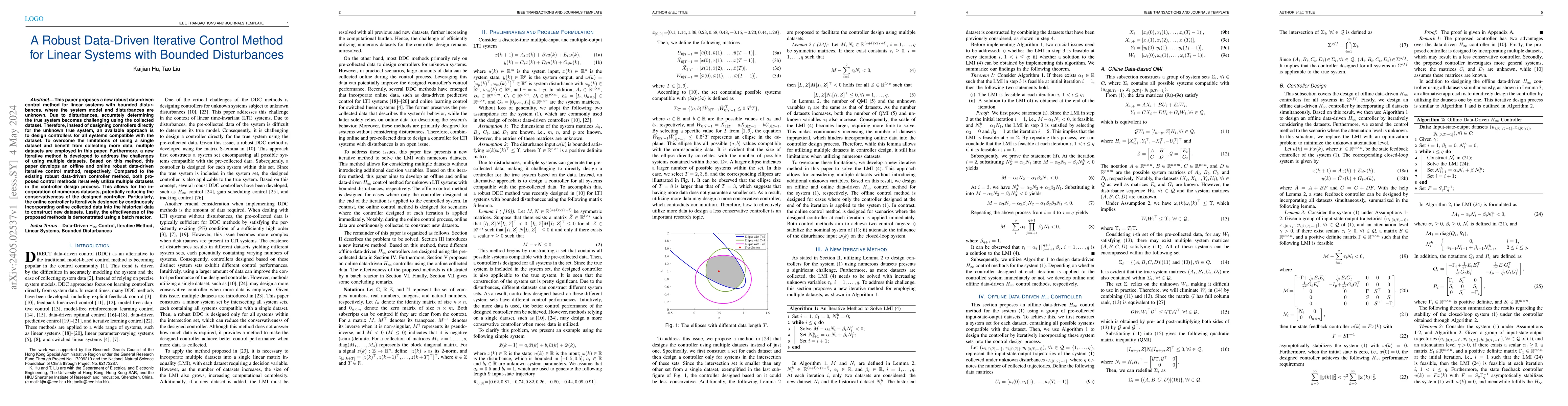 Thumbnail for A Robust Data-Driven Iterative Control Method for Linear Systems with
  Bounded Disturbances