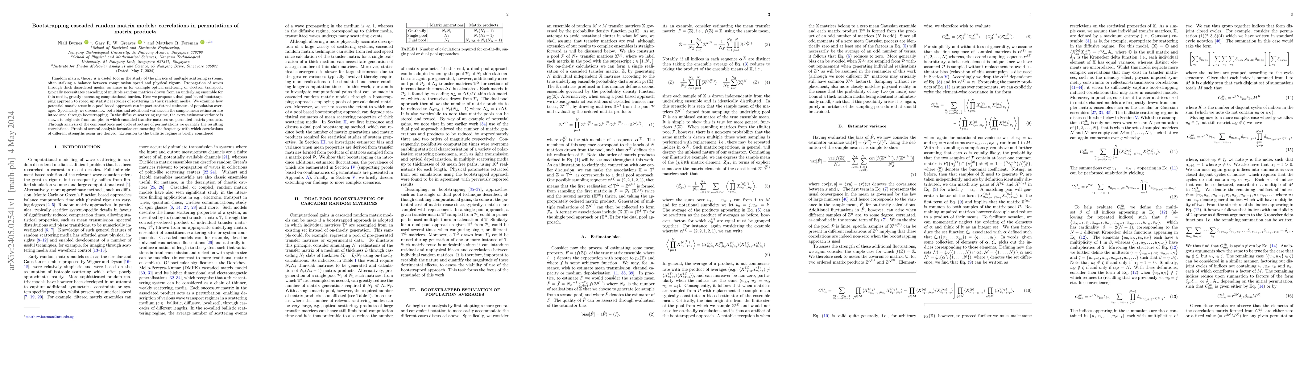 Thumbnail for Bootstrapping cascaded random matrix models: correlations in
  permutations of matrix products
