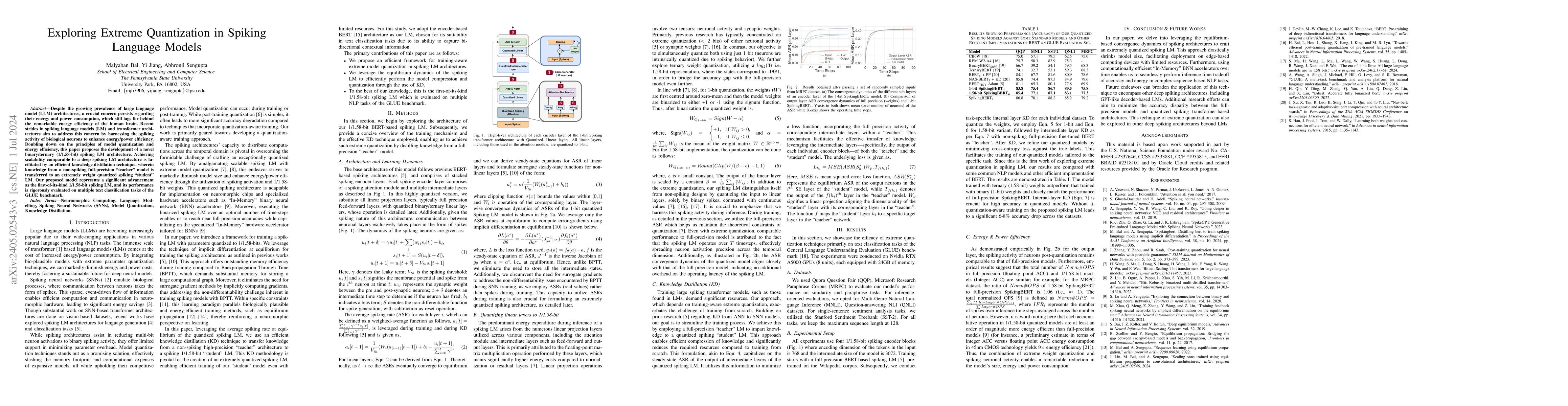 Thumbnail for Exploring Extreme Quantization in Spiking Language Models